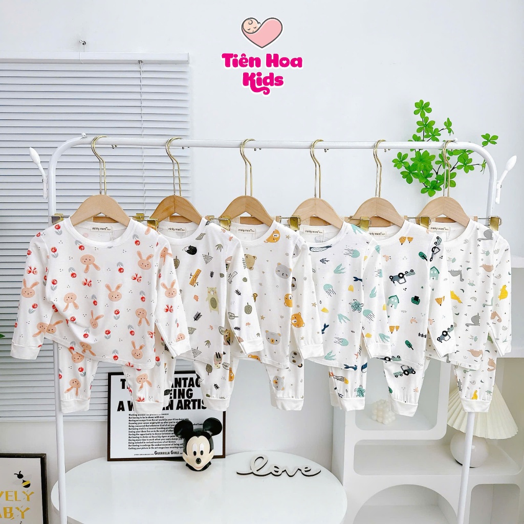 [Bé 7-32kg] Bộ Dài Tay Thun Lạnh Nền Trắng In Toàn Thân Mềm Mịn Mát Cho Bé Trai, Bé Gái Mặc Ngủ Đi Học