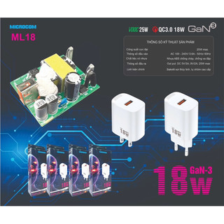 Củ Sạc Nhanh 18W 1  cổng Usb Microcom(BH 12 tháng)