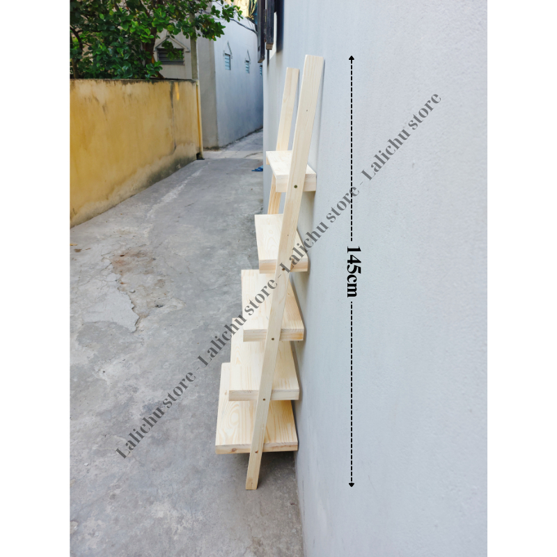 Kệ gỗ để đồ 5 ngăn hình thang, kệ bậc thang 5 tầng