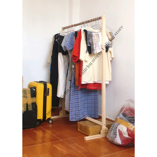 Kệ Treo Quần Áo Gỗ Thông Đứng Sàn Khung Chữ U Giá Treo Đồ Decor Phòng Ngủ Shop Quần Áo