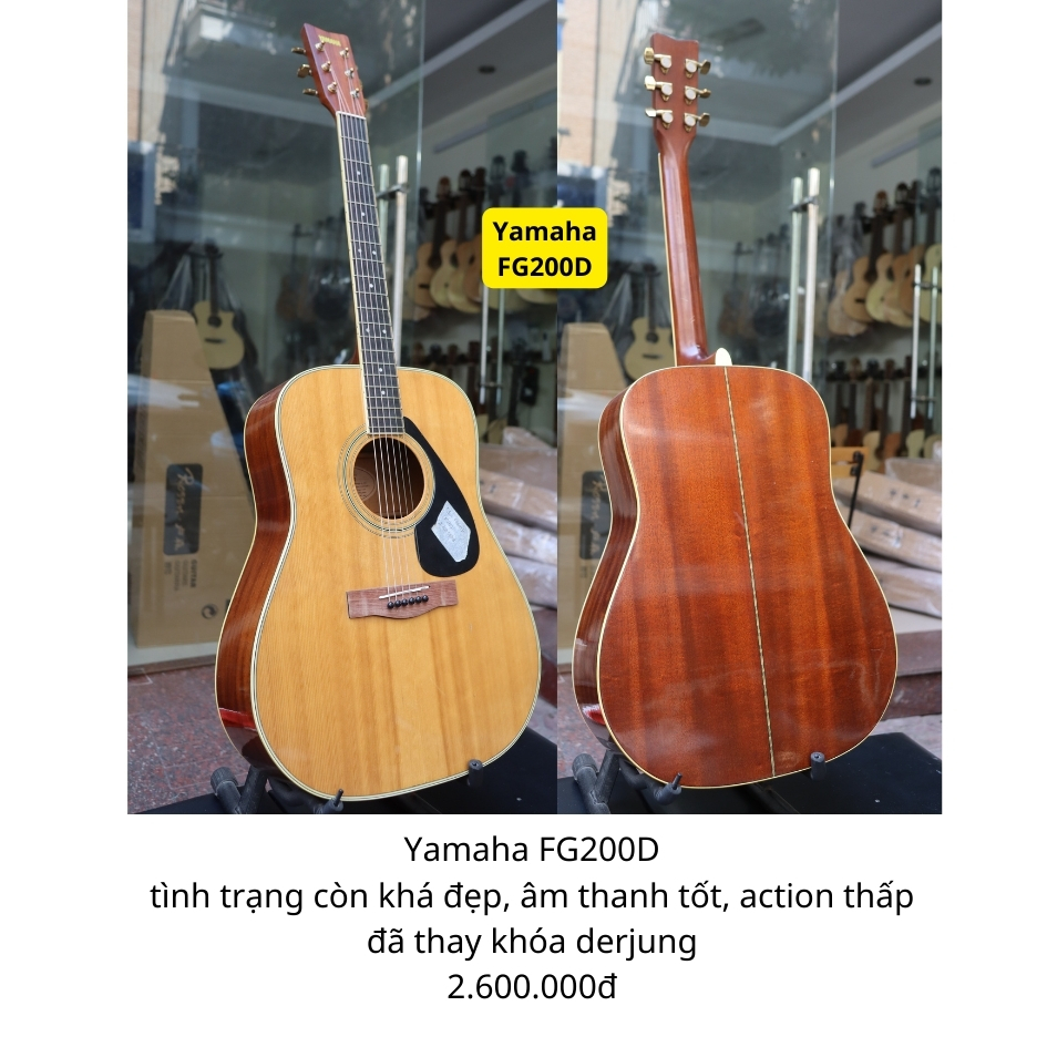 Đàn Guitar Acoustic Yamaha FG200D (Nhật Cũ)  Âm Thanh Tốt chơi hay action tốt