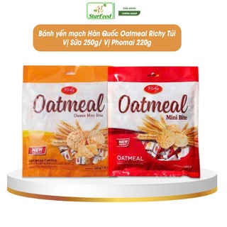 ( Date 1/2026 ) Bánh yến mạch Hàn Quốc Oatmeal Richy Túi Vị Sữa 250g/ Vị Phomai 220g