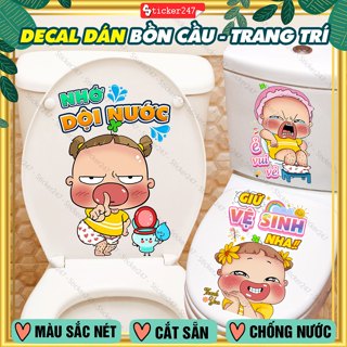Miếng Dán Decal Trang Trí Bồn Cầu Toilet 🌈Freeship Decal Quỳnh Aka Trang Trí Nhà Tắm, Nhà Vệ Sinh Không Phai, Bền Màu