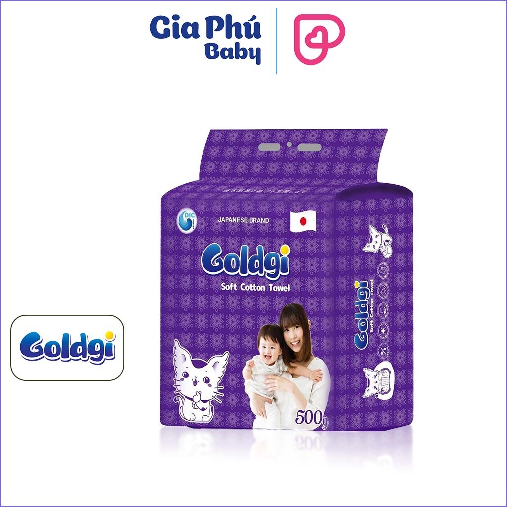Khăn khô Goldgi đa năng gói 500g 180 tờ hàng chính hãng cho bé từ sơ sinh