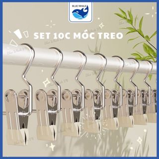 Combo 10c Móc Kẹp Đơn Treo Quần Áo, Mũ, Tất, Móc Treo Quần Áo Nhỏ Gọn Bằng Inox