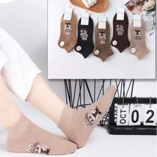  Set 10 đôi vớ labubu cổ ngắn hot trend cho nữ freesize co giãn tốt trẻ trung năng động tone màu nâu 