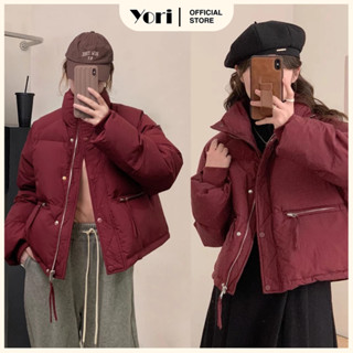 Áo phao béo nữ dáng ngắn khóa ngang Chất liệu dày dặn mềm cao cấp áo phao nữ mùa đông đen trắng