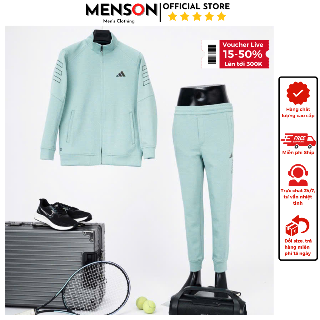 Bộ quần áo thể thao nam thu đông Adidas hàng hiệu cao cấp, mặc nhà, thể dục phom dáng đẹp bản mới 2024 Menson MD4-3142