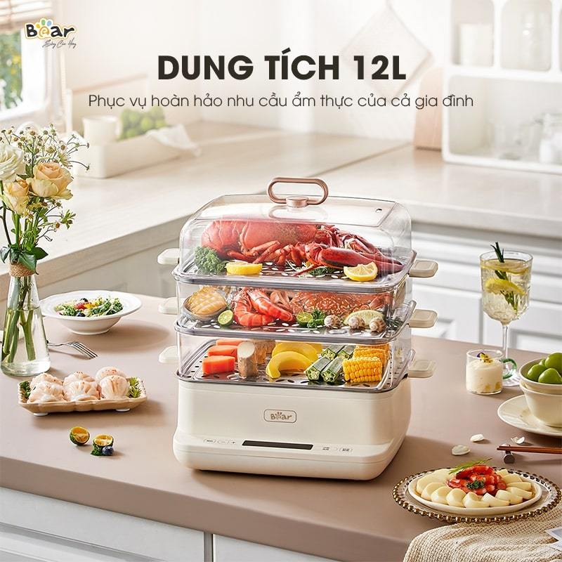 Nồi hấp Bear 3 tầng đa năng 12L SB-NH12L