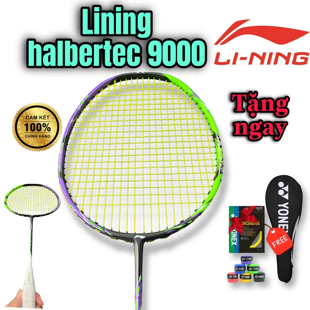 Vợt cầu lông Lining Halbertec 9000 Khung Carbon siêu bền -Tặng cước căng sẵn 11kg