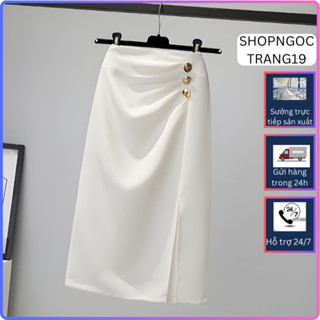Váy Xẻ Tà Có Nếp Gấp Không Đều SHOPNGOCTRANG19 Cho Phụ Nữ Mùa Thu Đông Phong Cách CV06