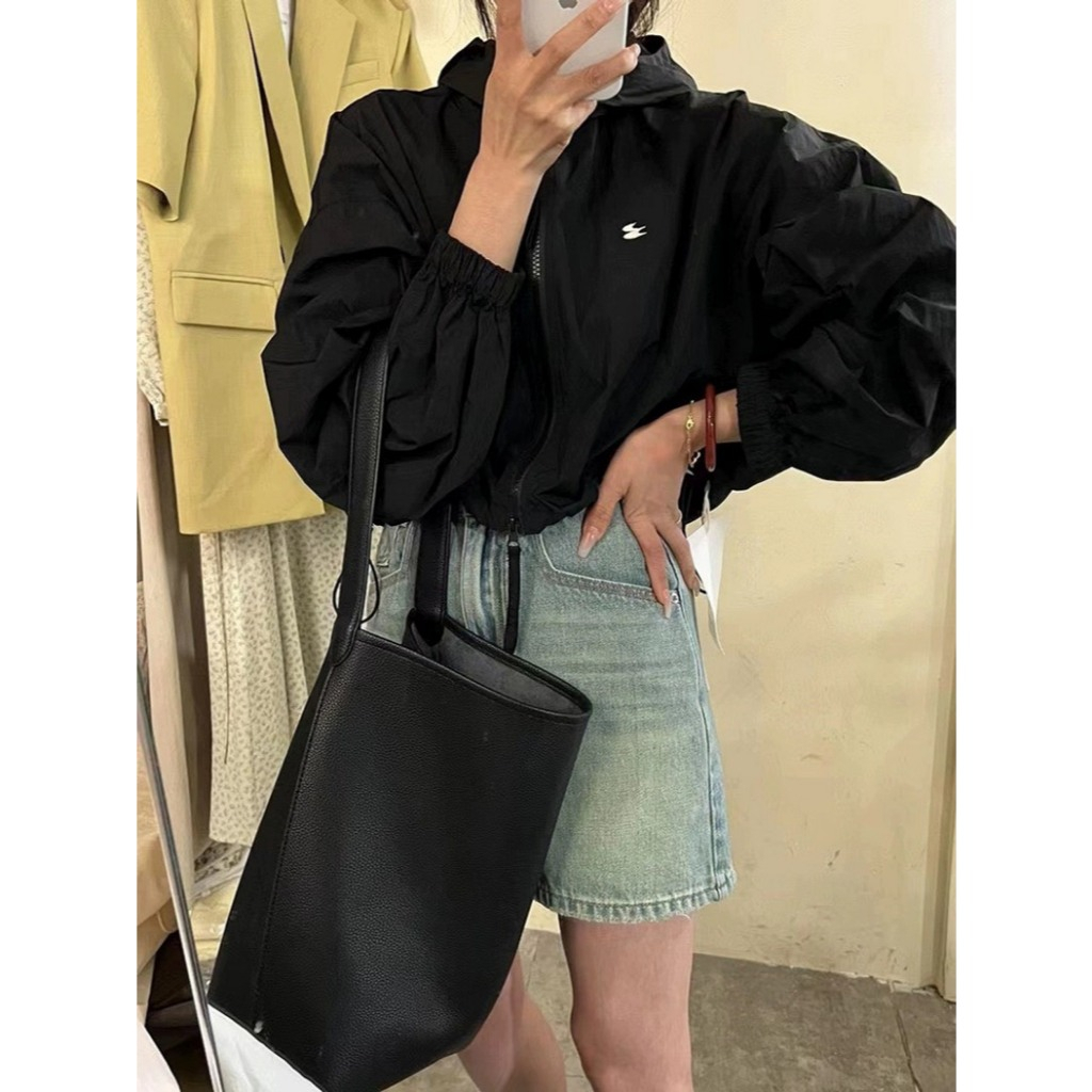 Áo Gió Nữ Dáng Croptop Có Mũ 2 Khoá Hàng Quảng Châu Cao Cấp - Wanghu Boutique