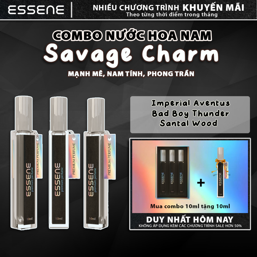 Combo Nước Hoa Savage Charm 10ml – Thể hiện  Mạnh Mẽ, Nam Tính, Phong Trần