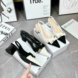   HÀNG QC  Giày búp bê nữ mũi nhọn 6p vuông và 7p nhọn phối nơ chất tuyết nhung mịn cực xinh 