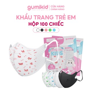 [4-10 TUỔI]  Hộp 100 chiếc Khẩu trang trẻ em 5D Gumi 3 lớp mask kháng khuẩn lọc bụi PM 2.5