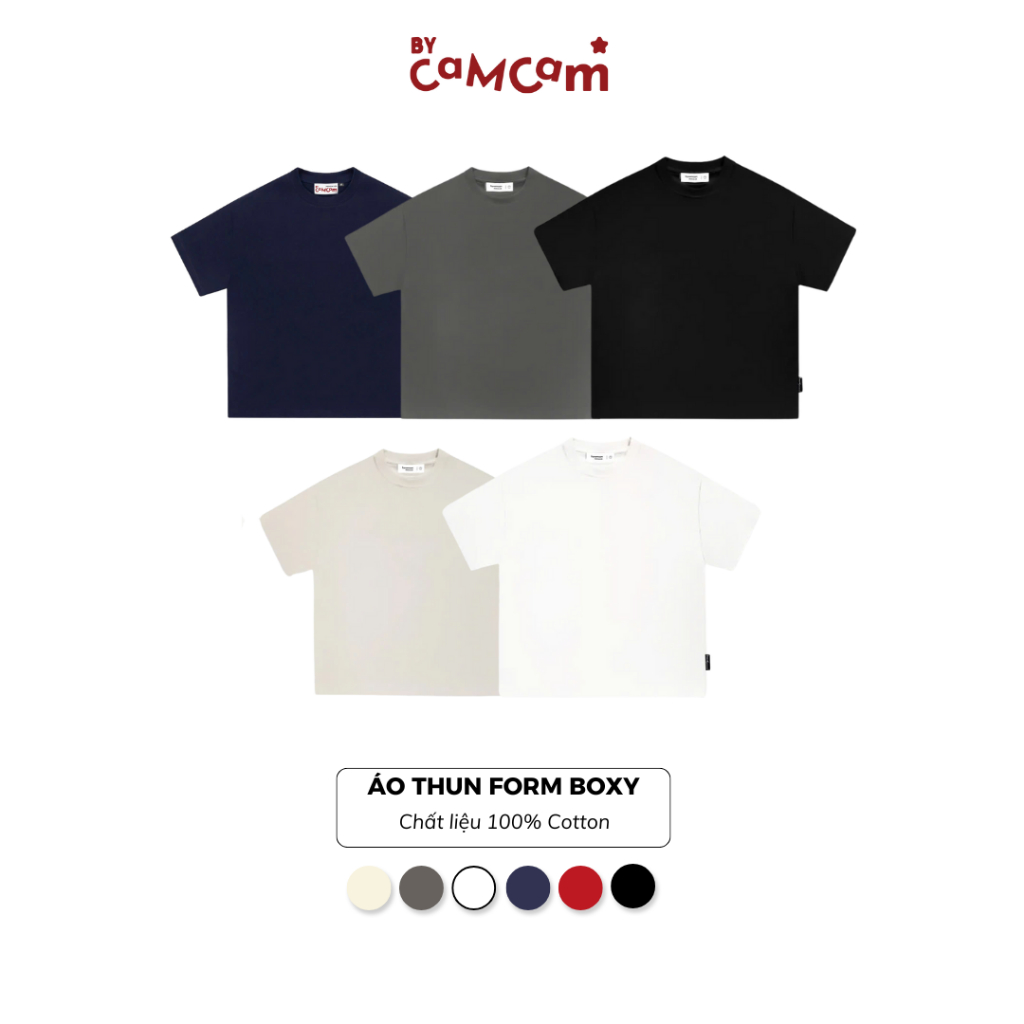 Áo Thun Trơn Cotton Form Boxy 𝑩𝒚𝒄𝒂𝒎𝒄𝒂𝒎 100% Cotton Nam Nữ Unisex ATN005 | BigBuy360 - bigbuy360.vn