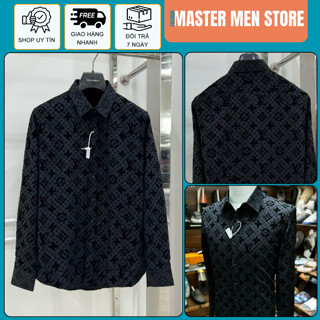 Áo Sơ Mi Nam Nữ LV Họa Tiết Vân Nhung Chữ Nổi Cao Cấp - Áo Sơ Mi Nam Thời Trang Hot Trend Sang Trọng
