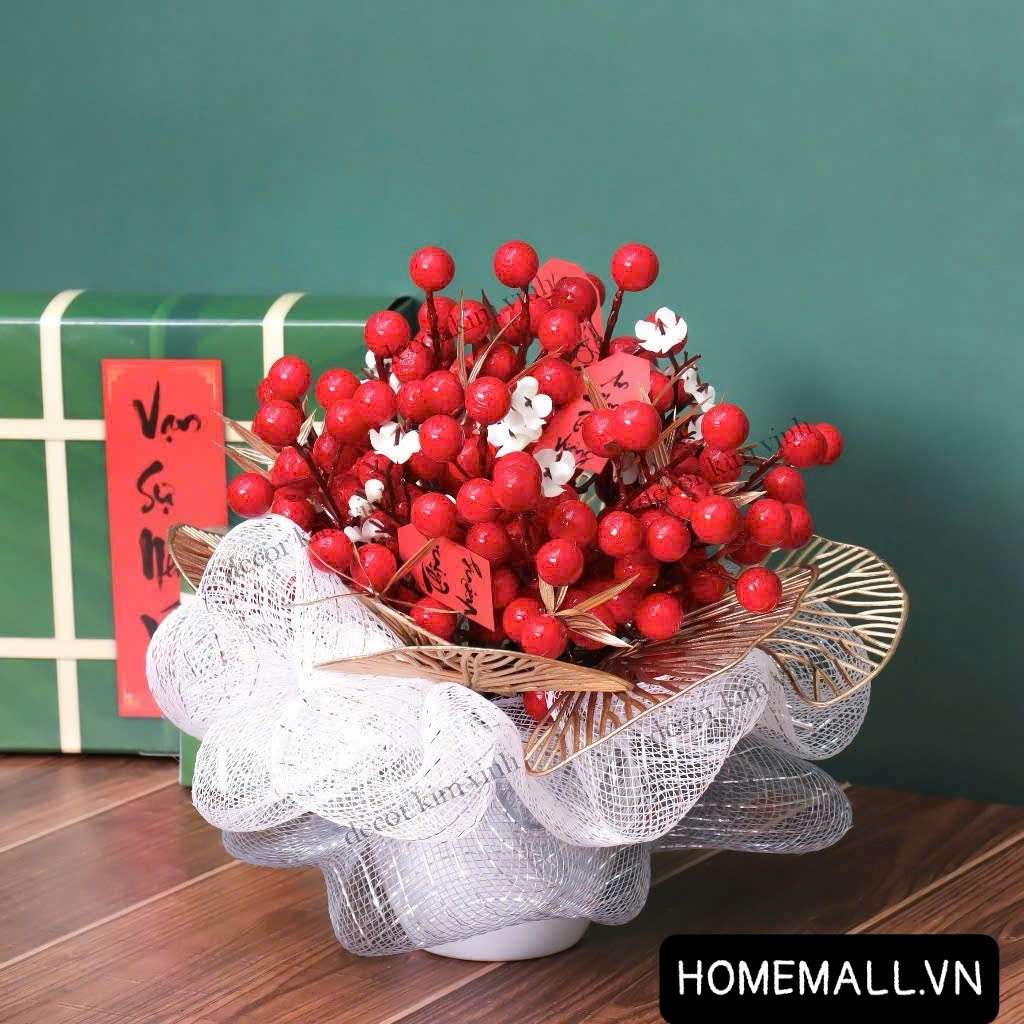 Chậu Đào Đông Trang Trí TẾT May Mắn Tài Lộc – Handmade HM370