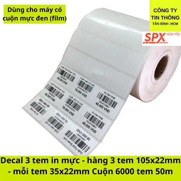 5 Cuộn Decal in mã vạch 3 tem 35x22