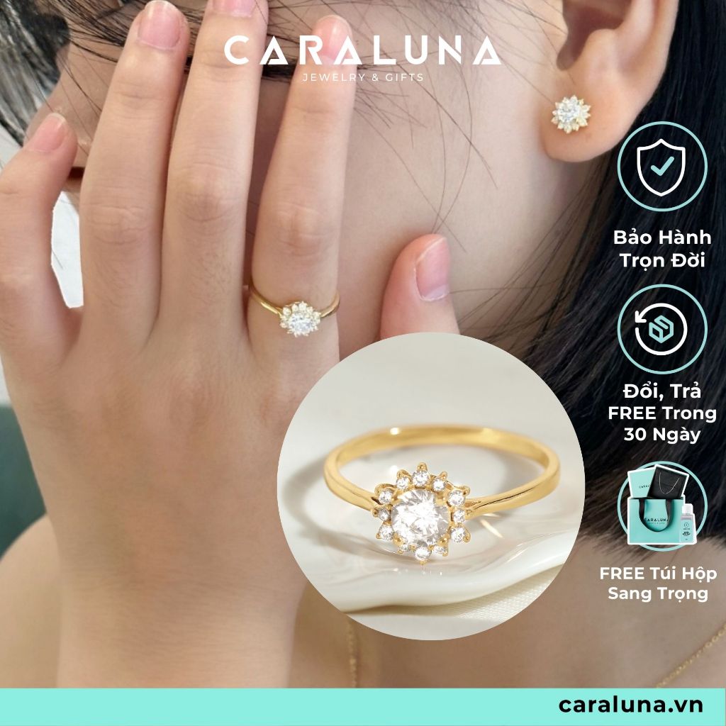 Nhẫn Bông Tuyết Đính Đá, Nhẫn Nữ Bạc Thật 100%, Nhẫn Hoa Tuyết CARA LUNA Snowy Ring - VGR14