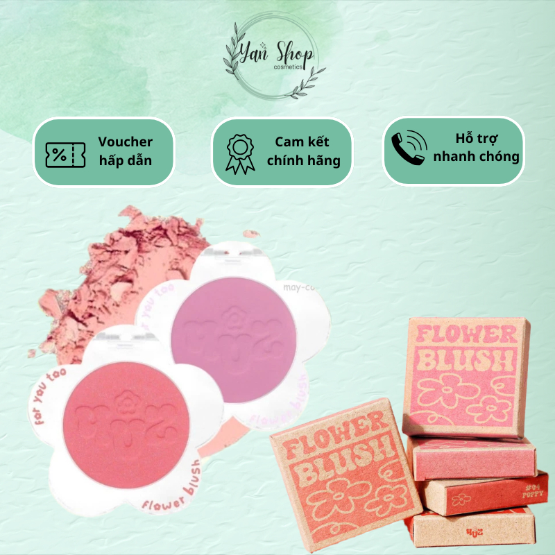 Phấn Má Hồng 4U2 Vỏ Hoa Trong Suốt Thuần Chay Mịn Lì Lâu Trôi Flower Blush 3.3g