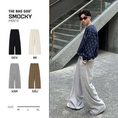 Quần dài chất nỉ gân tăm thu đông unisex The Bad God Smocky Pants form dài rộng