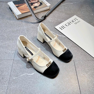  Giày Búp Bê Mũi Vuông 5cm Đế Dày Phối Màu Thời Trang Xuân Thu Cho Nữ 