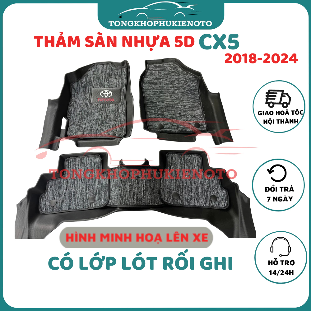 Thảm sàn TPE NHỰA 5D đúc nguyên khối xe Mazda CX5 CX-5 2018-2025 TRÀN VIỀN BẬC CHÂN - 2 hàng