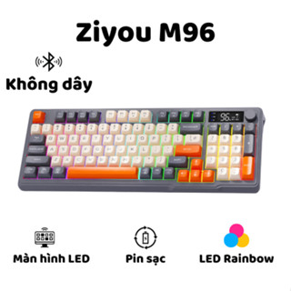Bàn phím không dây Bluetooth M96 - Led Rainbow - Pin Sạc 2000mah - Phím PBT - Full Size