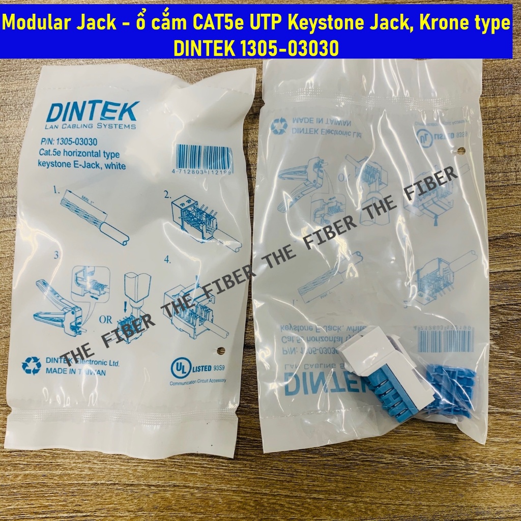 Nhân mạng CAT5e Keystone Jack, Horizontal type, P/N: 1305-03030 - DINTEK