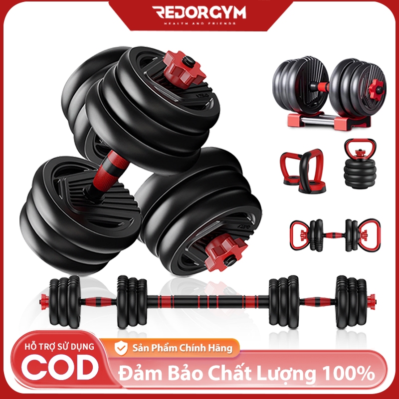 Tạ tay điều chỉnh  Bộ tạ miếng kết hợp đòn đẩy 4 trong 1, 10-40kg tập gym tại nhà có thể điều chỉnh