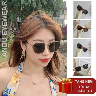 Kính râm mát thời trang nam nữ AnDueyewear chống UV400 dáng mắt vuông chất liệu kim loại - 6705