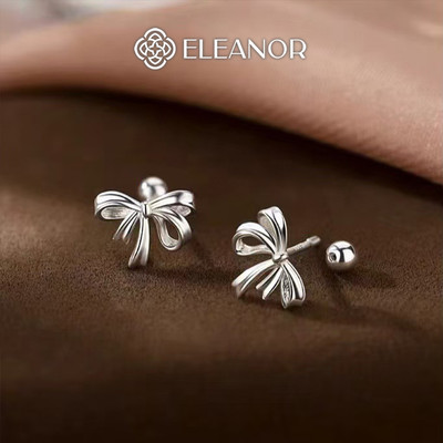 Bông tai nữ chuôi bạc 925 Eleanor Accessories hình nơ basic phụ kiện trang sức khuyên tai 8513