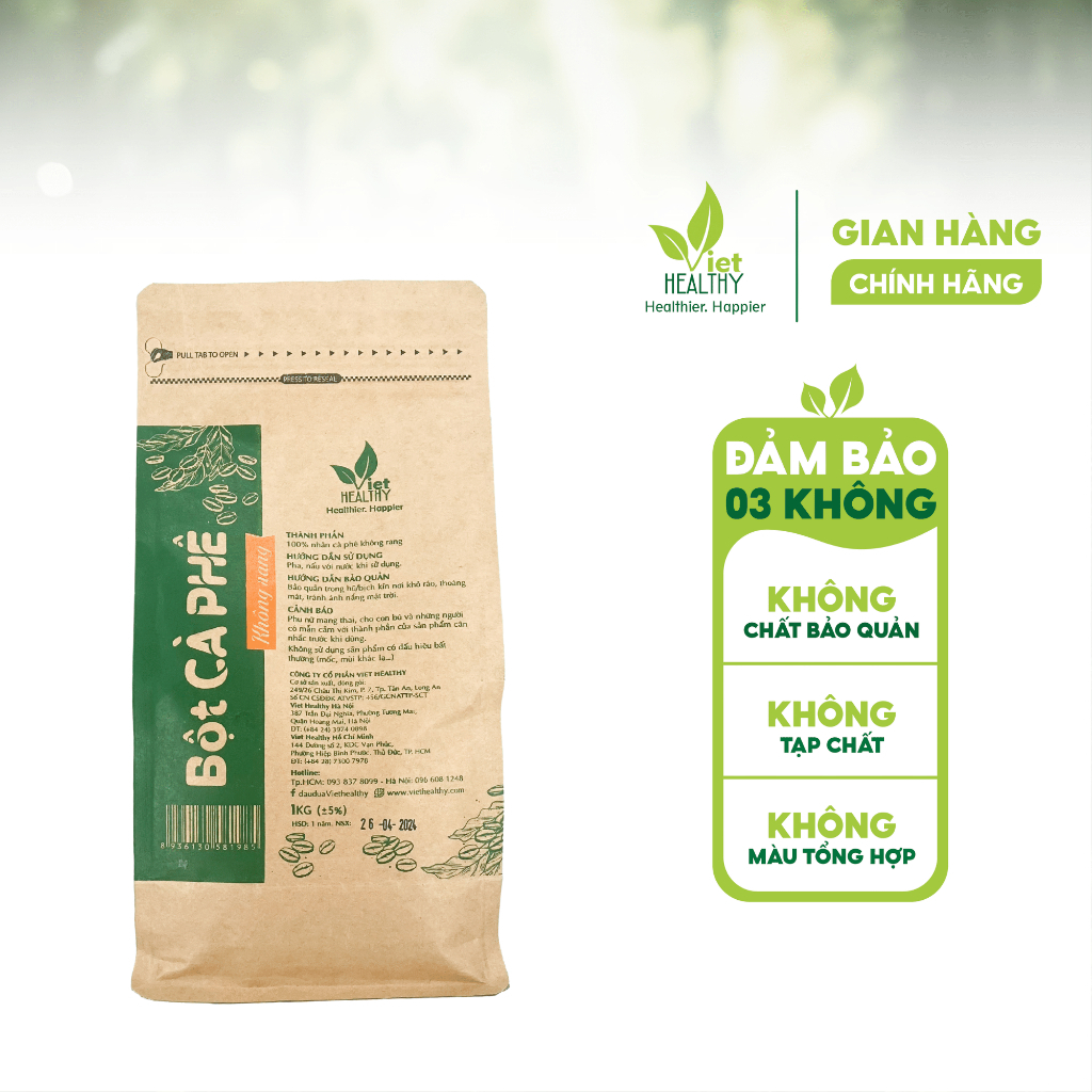  Bột cà phê enema  chỉ có nhân không rang  Viet Healthy 1kg dùng cho coffee enema thải độc đại tràng 