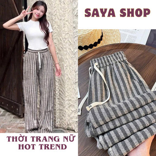  Quần dài nữ quần ống suông dạ QC kẻ sọc caro new 2024 SaYa Shop D1911 