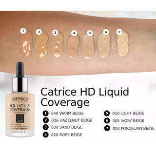 Kem Nền Catrice HD Liquid Coverage Foundation 24h màu 002 005 008 010