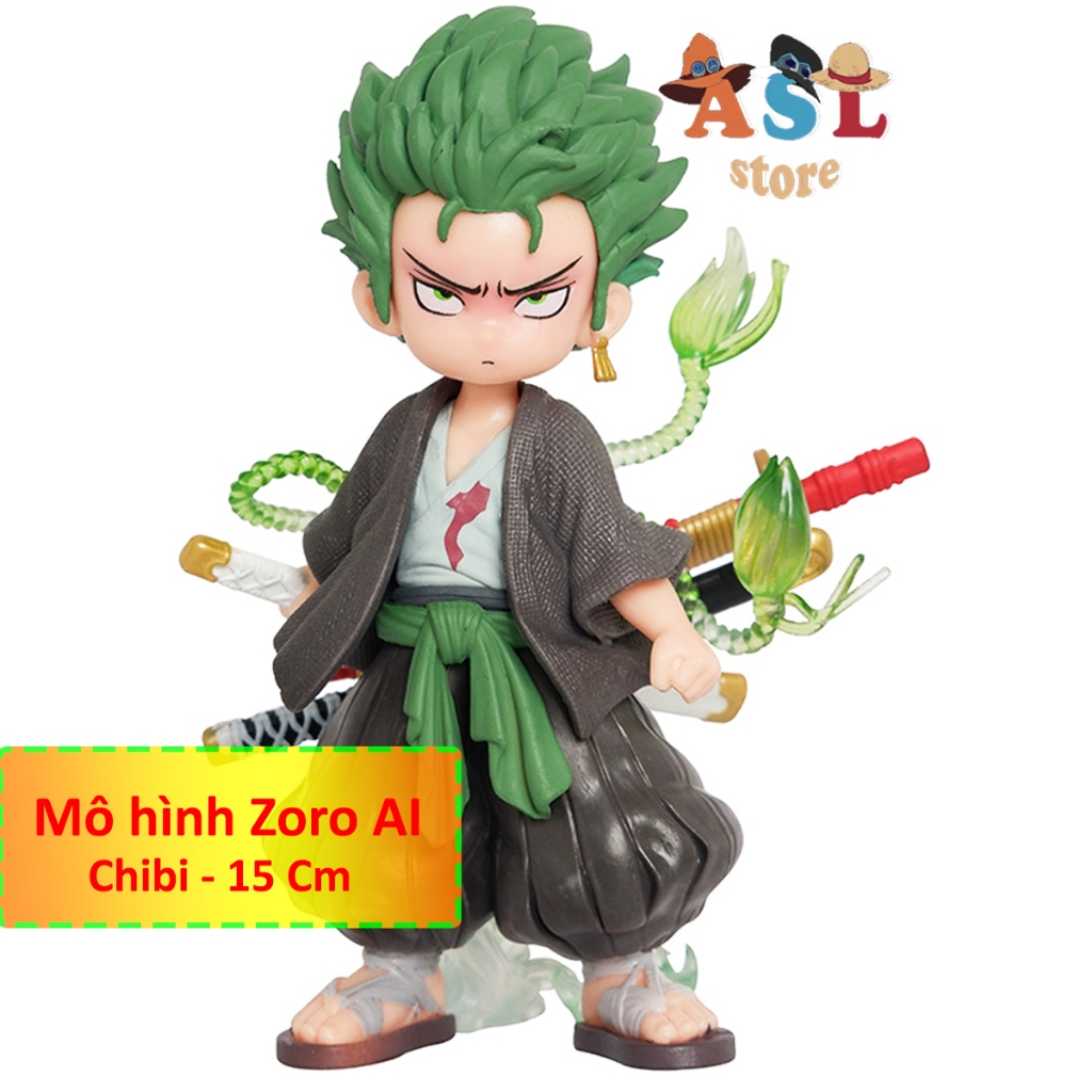 Mô Hình One Piece Zoro AI Chibi - cao 15cm 300gram - có hộp màu - Figure One Piece  - ASL Store