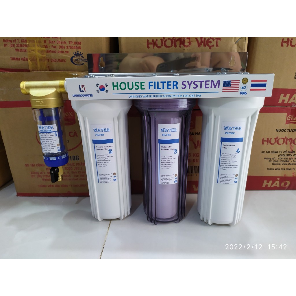 Bộ lọc phèn - 4 cấp lọc - có van xả cặn cấp 1 - LK402