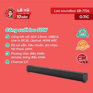 Loa Soundbar O.TIC SB-7724, Công suất loa 50W, Đa cổng kết nối, EQ cài sẵn, Channel 2.0