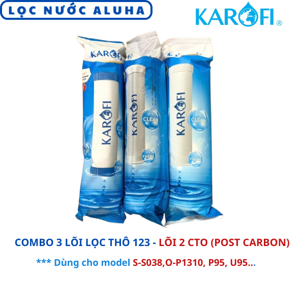 Bộ 3 lõi lọc thô Karofi 123 lõi số 2 CTO (lưới) dùng cho các máy lọc Karofi S038, U03, U05, U95, U16