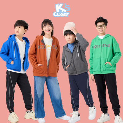 Áo Khoác Hoodie Kéo Khóa K'S CLOSET Có Mũ Và Túi Trước Cho Trẻ Em 2-14T (từ 10-55kg) KT310ONF/KT133TWF/KT152THF/E016FOF