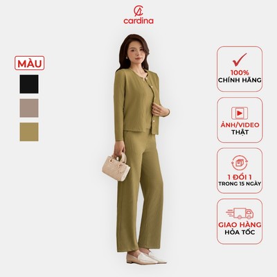 Đồ bộ nữ CARDINA chất liệu len tăm kèm áo cadigan thiết kế đơn giản nhẹ nhàng trẻ trung 4BTD01