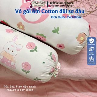 Vỏ gối ôm người lớn cotton đũi sơ đậu nành mềm mịn mát an toàn với mọi loại da kích thước 35x100cm