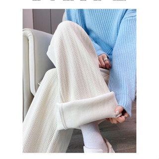 Quần nhung tăm dáng xuông Lala Boutique lót lông siêu ấm, quần nỉ nữ dáng dài mùa đông giữ nhiệt