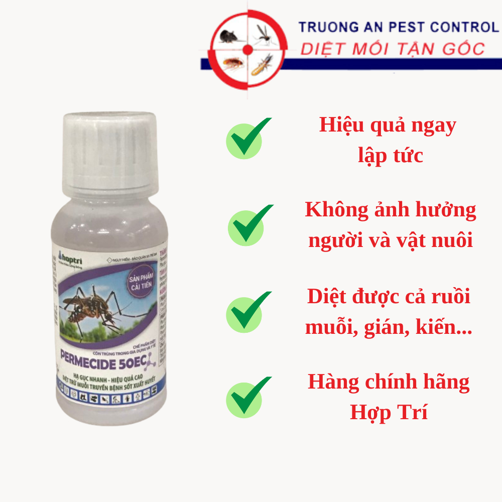 Thuốc diệt bọ đậu đen PERMECIDE 50EC diệt cả ruồi, muỗi, gián, kiến, rệp,.. sản phẩm Hợp Trí, chai 100ml