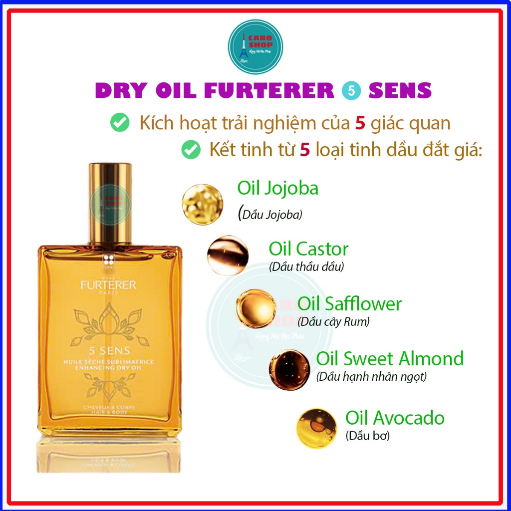 Dầu khô dưỡng tóc và Body FURTERER 5 SENS 100ml - Nội địa Pháp