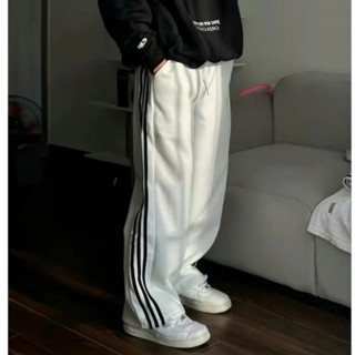 Quần Suông Ống Rộng Dáng Unisex Nam Nữ 3 Sọc Vải Nỉ 2 Da Dày Dặn Mềm Mại Abandon P5