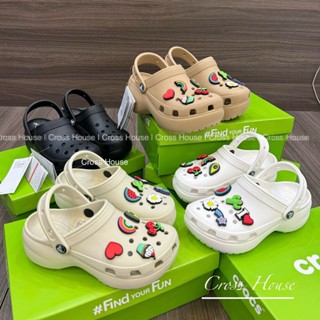 (Full Box) CROSS NỮ 5CM | Dép Cross Platform Clog siêu êm, tặng kèm Charm 3D như ảnh