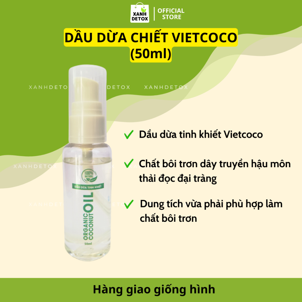 Dầu Dừa Nguyên Chất Ép Lạnh Tinh Khiết Vietcoco 50mL chai vòi xịt nhỏ giọt (chiết nhỏ tiện lợi)