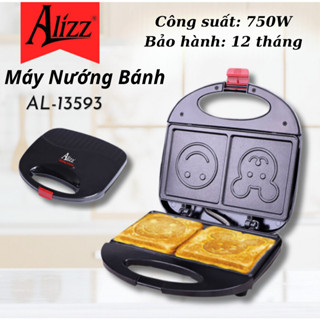  Máy Nướng Bánh Mì Sandwich Hình Gấu Mặt Cười ALIZZ AL-13593 750W Máy Kẹp Nướng Bánh Mì Sandwich 